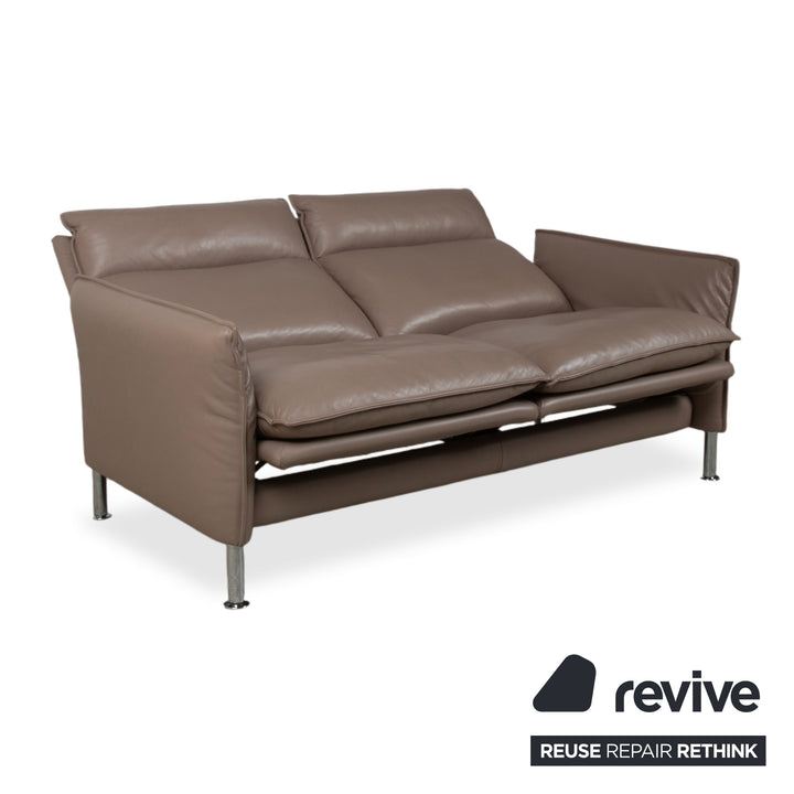 Erpo Porto Leather Suite Three-seater Two-seater Armchair Ottoman Brown Taupe Manual Reclining Sofa Couch