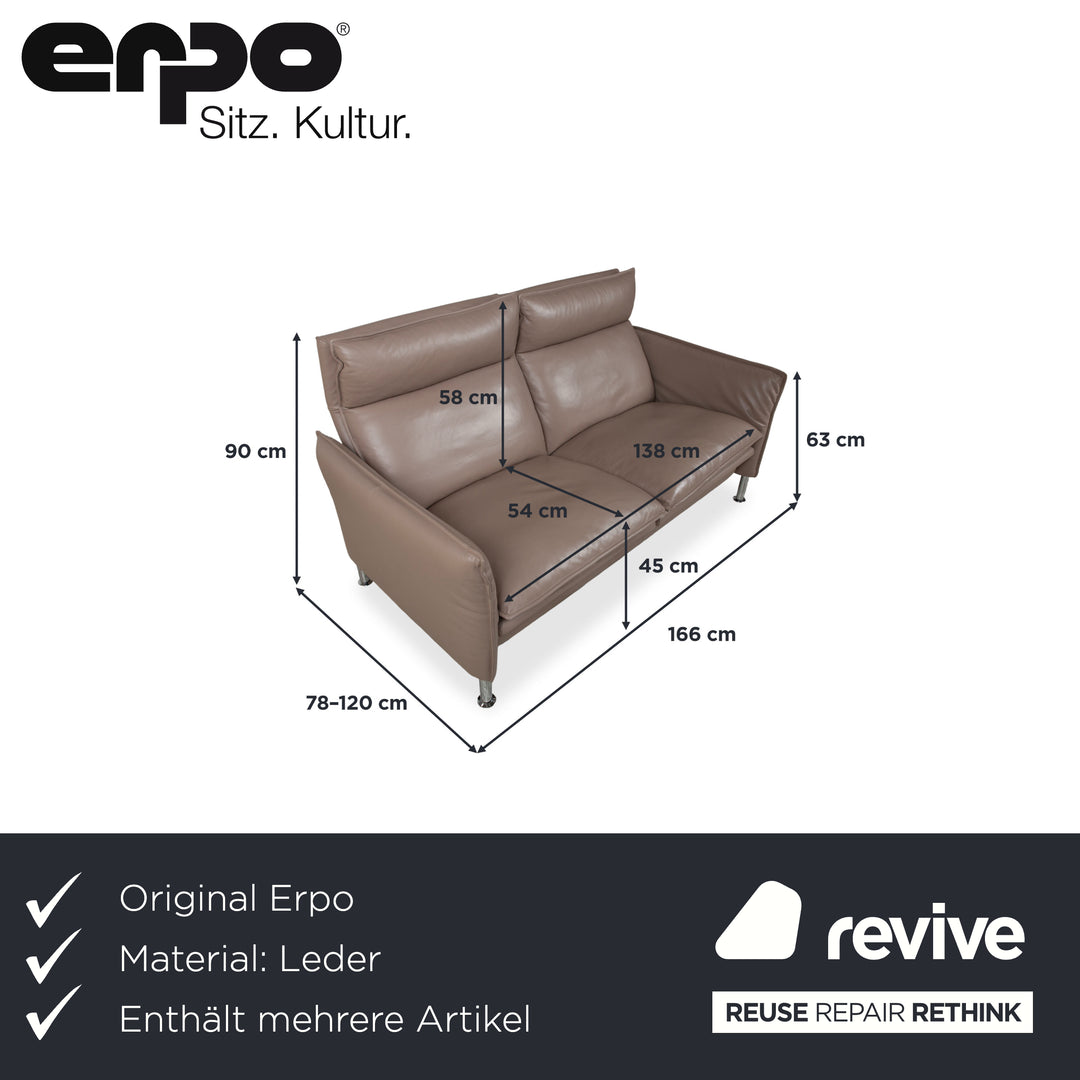 Erpo Porto Leather Suite Three-seater Two-seater Armchair Ottoman Brown Taupe Manual Reclining Sofa Couch