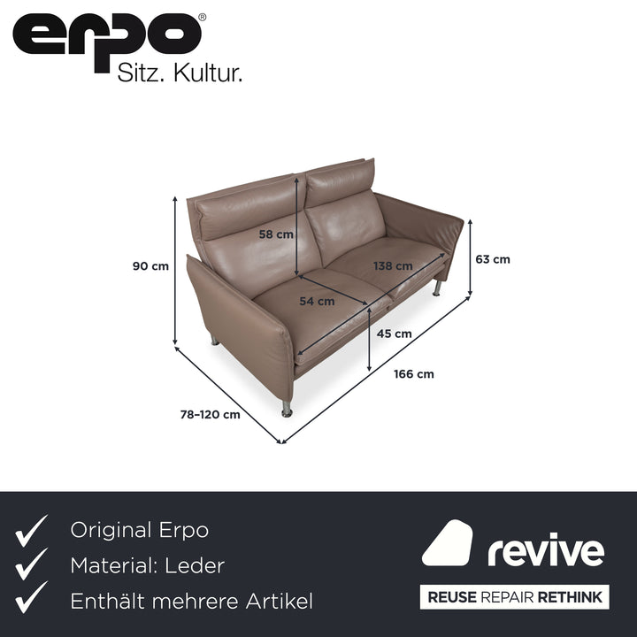 Erpo Porto Leather Suite Three-seater Two-seater Armchair Ottoman Brown Taupe Manual Reclining Sofa Couch