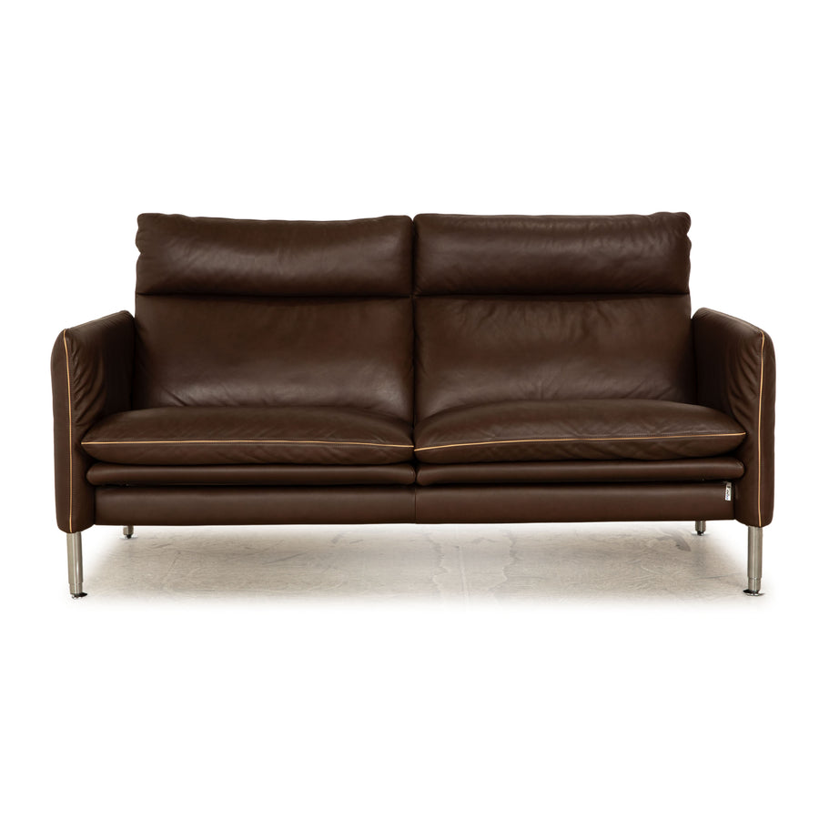 Erpo Porto Leather Three Seater Brown Dark Brown Sofa Couch Manual Function