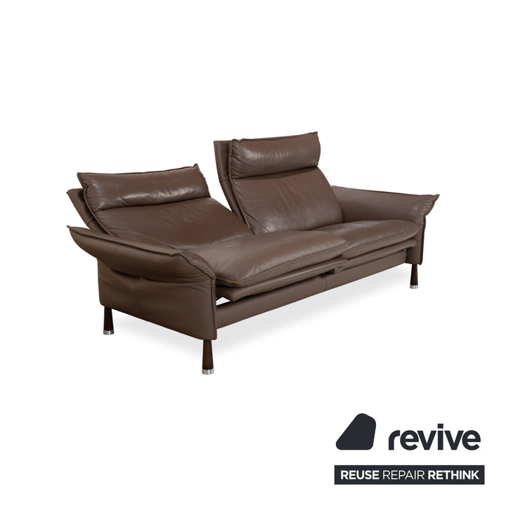 Erpo Porto Leder Dreisitzer Braun manuelle Funktion Sofa Couch