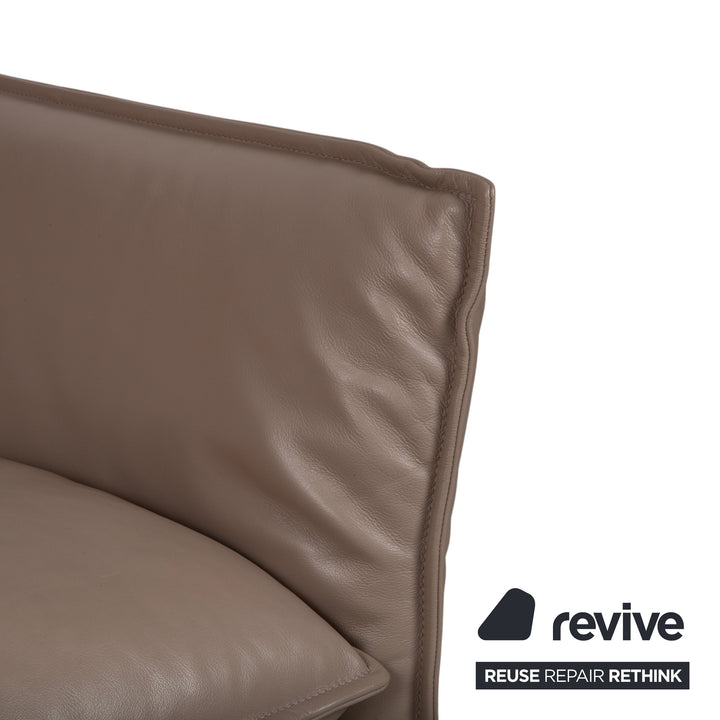 Erpo Porto Leder Dreisitzer Braun Taupe manuelle Funktion Sofa Couch
