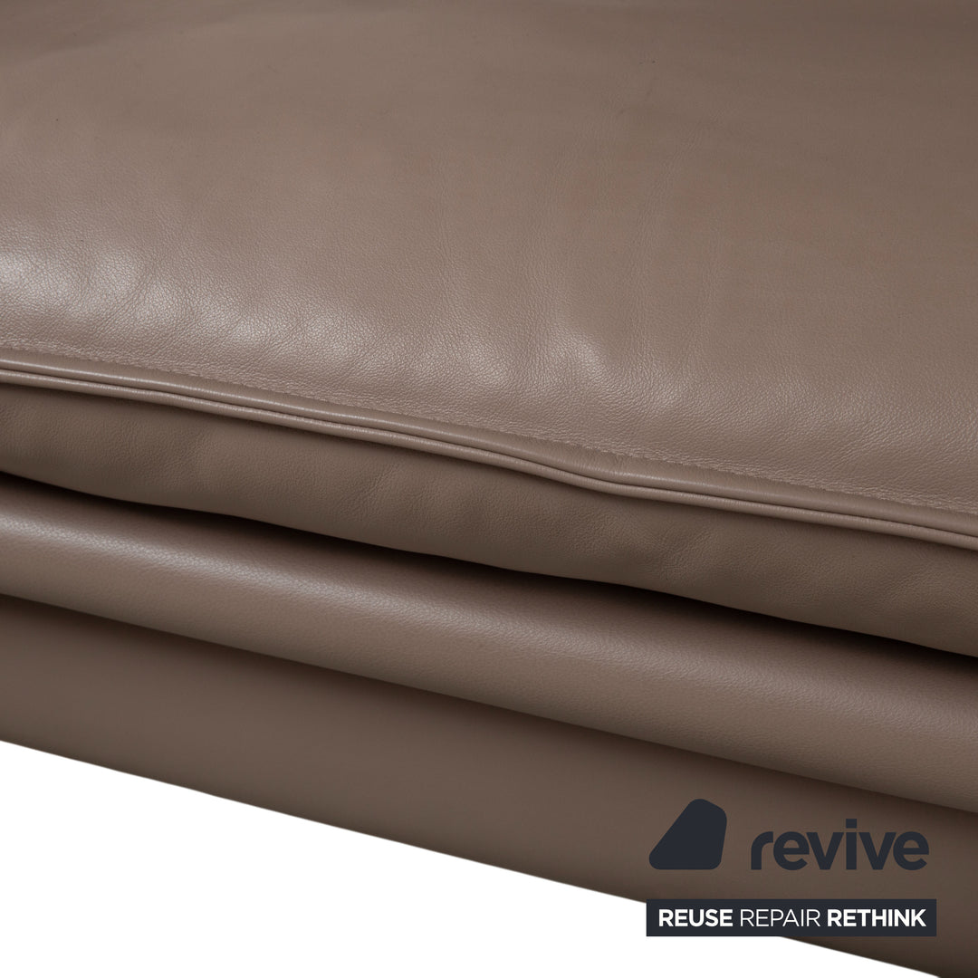 Erpo Porto Leder Dreisitzer Braun Taupe manuelle Funktion Sofa Couch