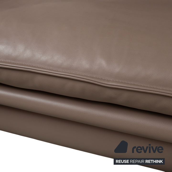 Erpo Porto Leder Dreisitzer Braun Taupe manuelle Funktion Sofa Couch