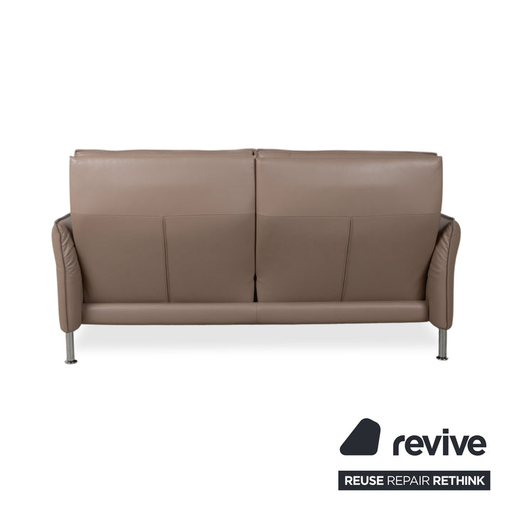Erpo Porto Leder Dreisitzer Braun Taupe manuelle Funktion Sofa Couch