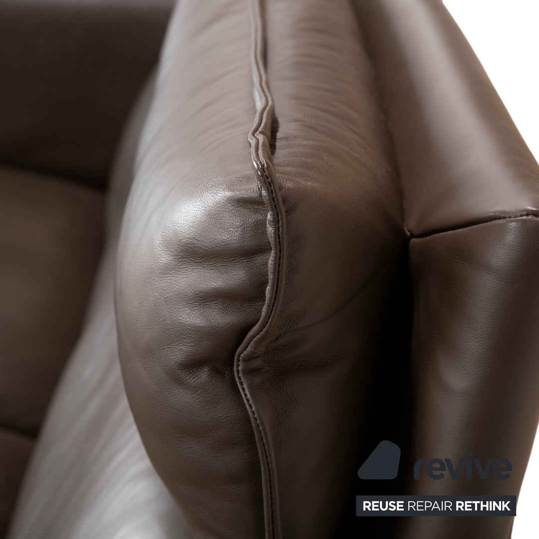 Erpo Porto Leder Dreisitzer Braun manuelle Funktion Sofa Couch