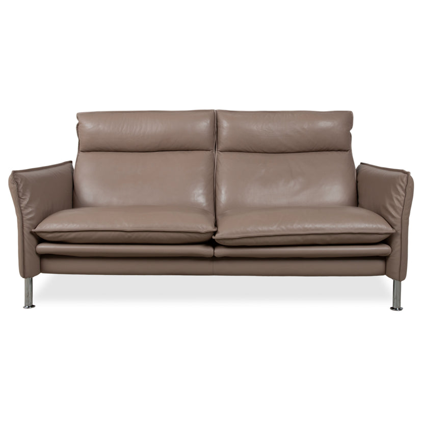 Erpo Porto Leder Dreisitzer Braun Taupe manuelle Funktion Sofa Couch