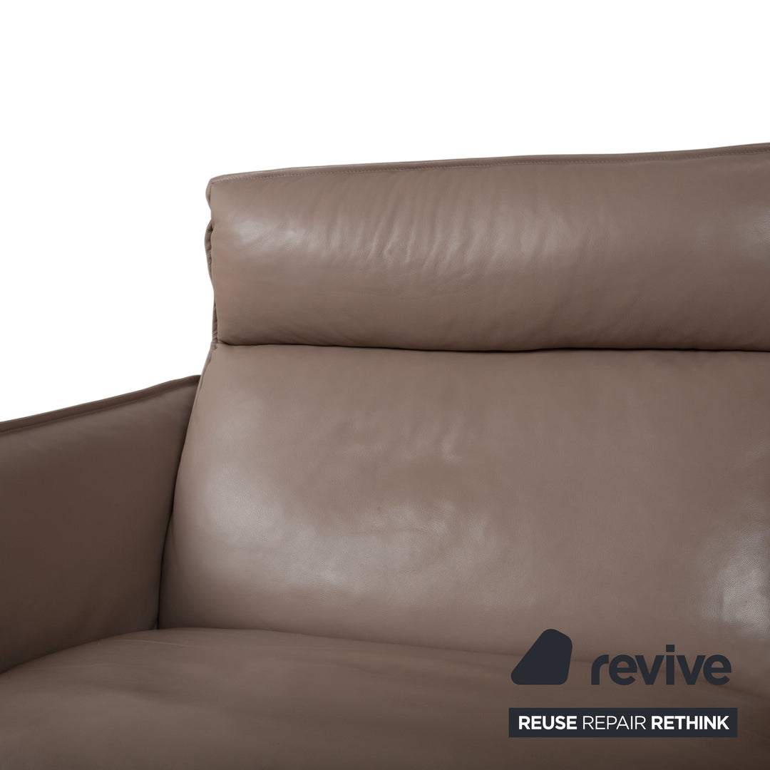 Erpo Porto Leder Dreisitzer Braun Taupe manuelle Funktion Sofa Couch