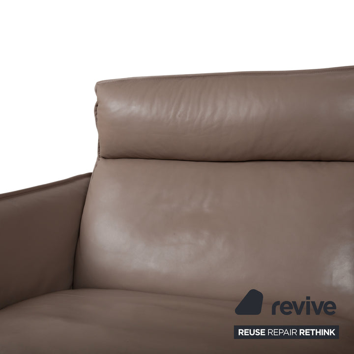 Erpo Porto Leder Dreisitzer Braun Taupe manuelle Funktion Sofa Couch