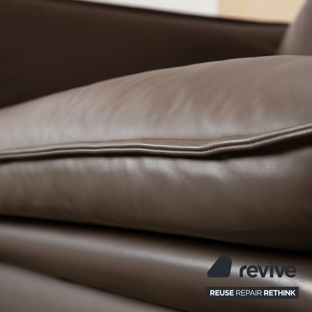 Erpo Porto Leder Dreisitzer Braun manuelle Funktion Sofa Couch