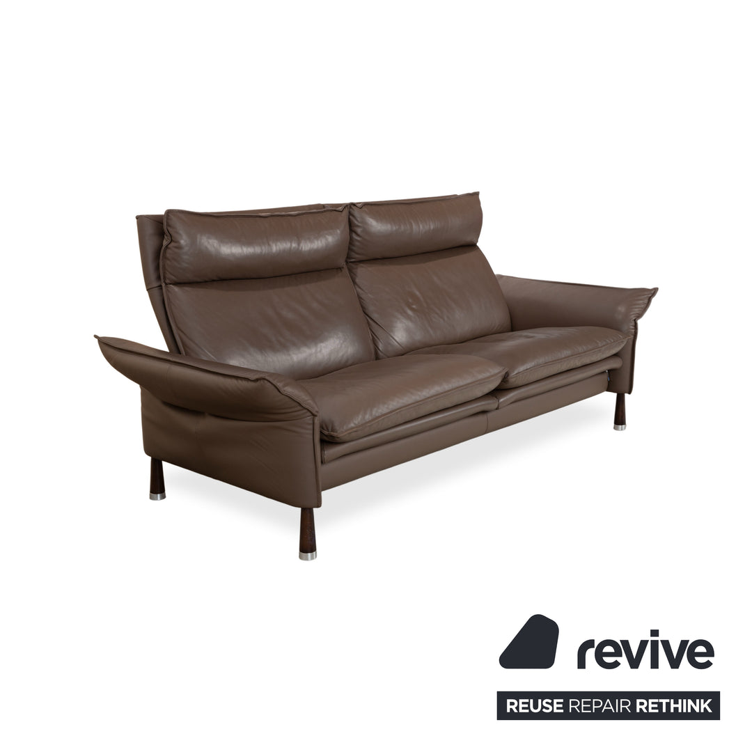 Erpo Porto Leder Dreisitzer Braun manuelle Funktion Sofa Couch