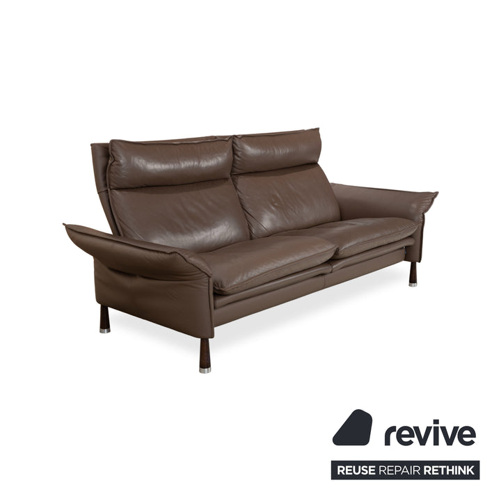 Erpo Porto Leder Dreisitzer Braun manuelle Funktion Sofa Couch