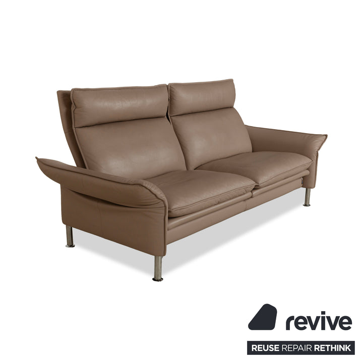 Erpo Porto Leder Dreisitzer Sofa Couch Braun manuelle Funktion