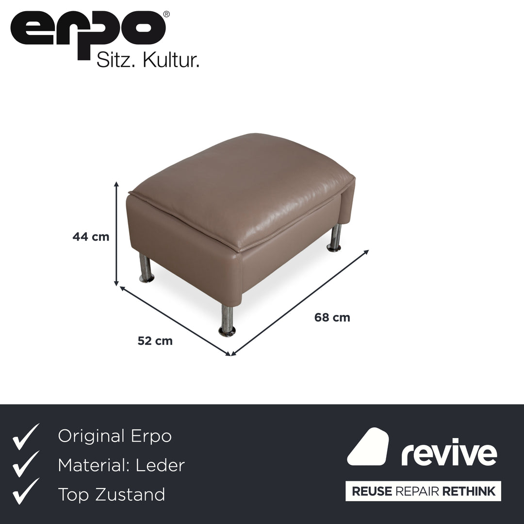 Erpo Porto Tabouret en cuir marron taupe