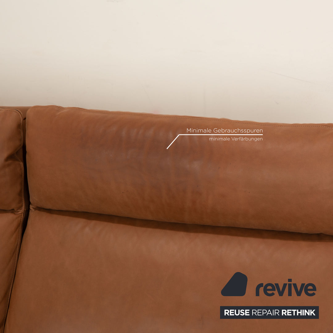 Erpo Porto Leder Sofa Garnitur Braun Ecksofa Hocker manuelle Funktion Recamiere Links Sofa Couch