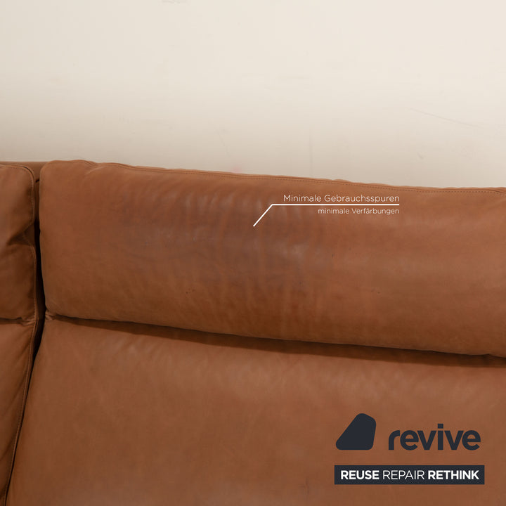 Erpo Porto Leder Sofa Garnitur Braun Ecksofa Hocker manuelle Funktion Recamiere Links Sofa Couch