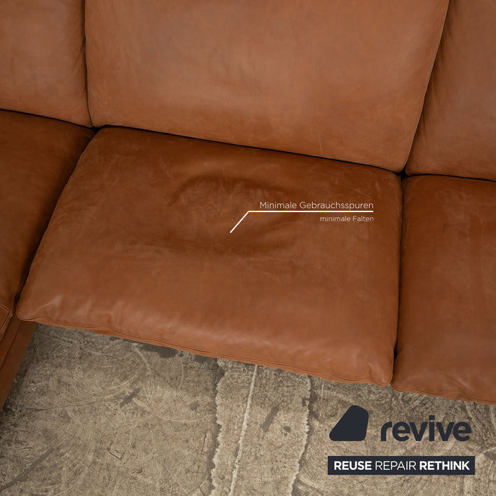 Erpo Porto Leder Sofa Garnitur Braun Ecksofa Hocker manuelle Funktion Recamiere Links Sofa Couch