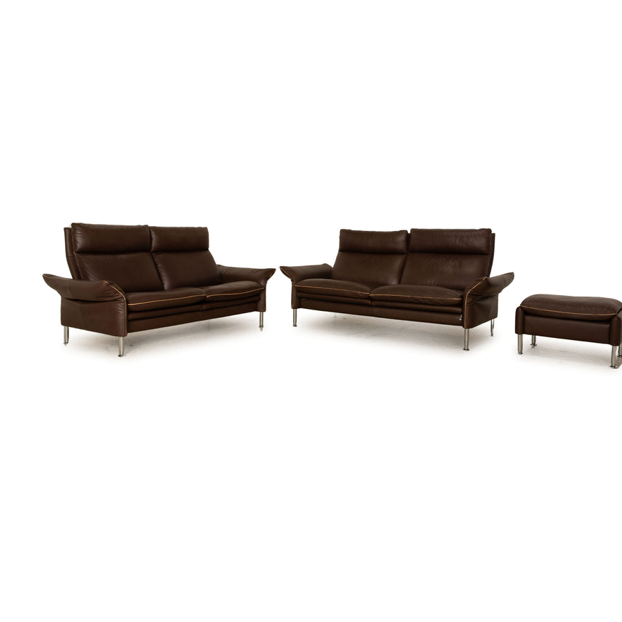 Erpo Porto leather sofa set brown two-seater stool three-seater couch manual function
