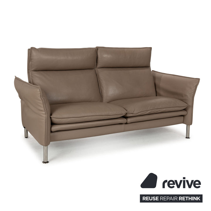 Erpo Porto Leather Two Seater Beige Manual Function Sofa Couch