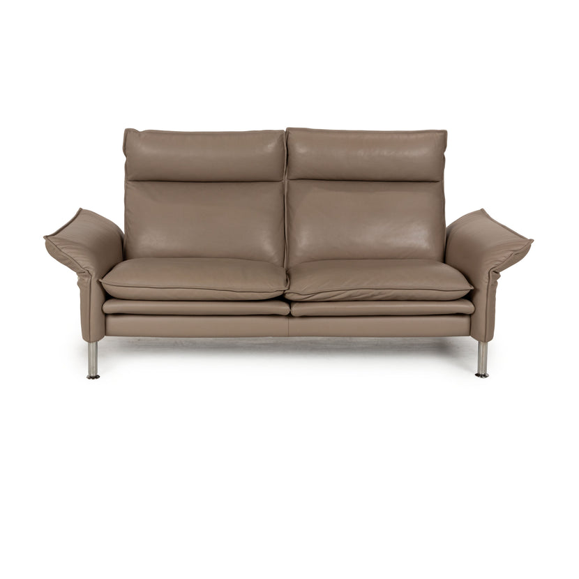 Erpo Porto Leder Zweisitzer Beige manuelle Funktion Sofa Couch