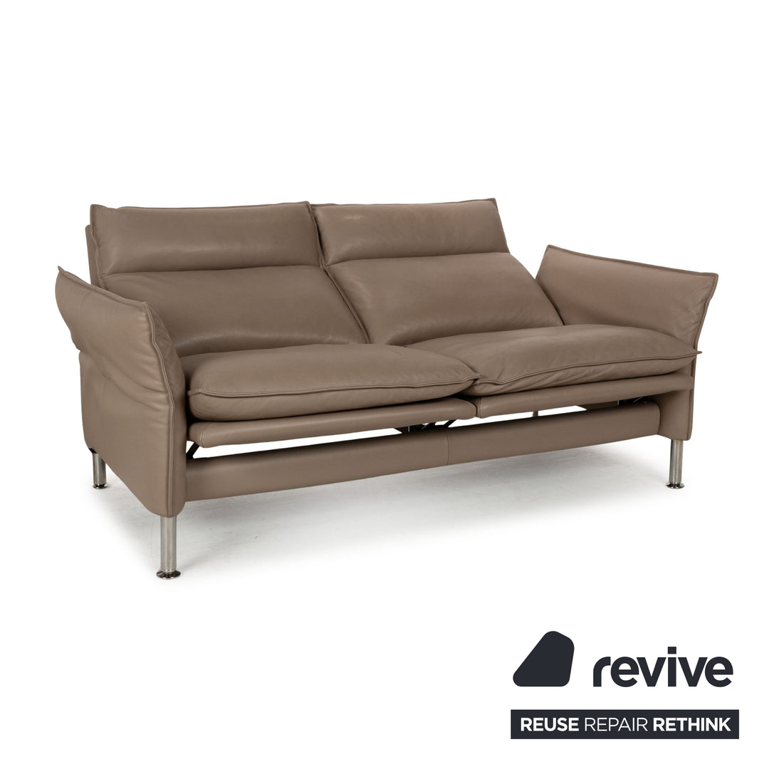 Erpo Porto Leather Two Seater Beige Manual Function Sofa Couch