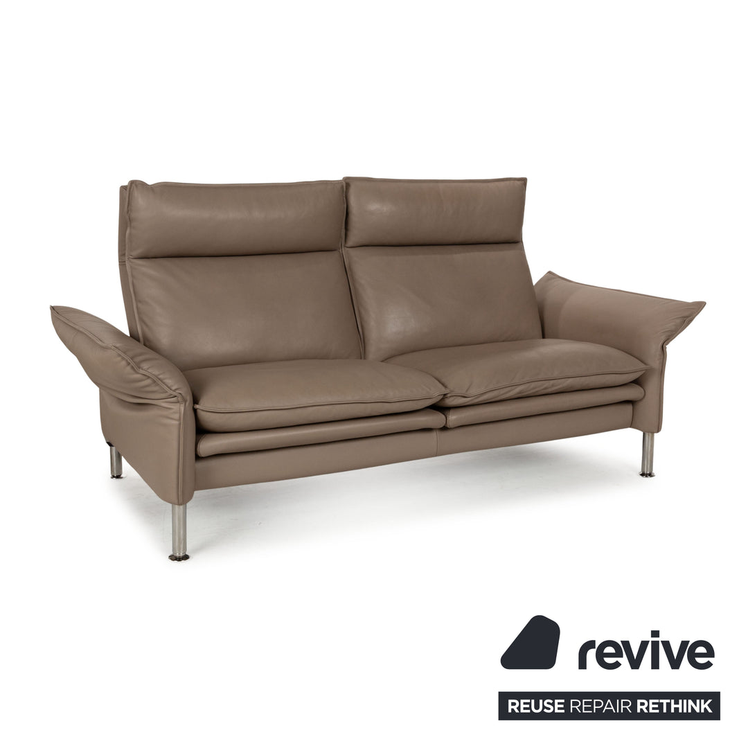 Erpo Porto Leather Two Seater Beige Manual Function Sofa Couch