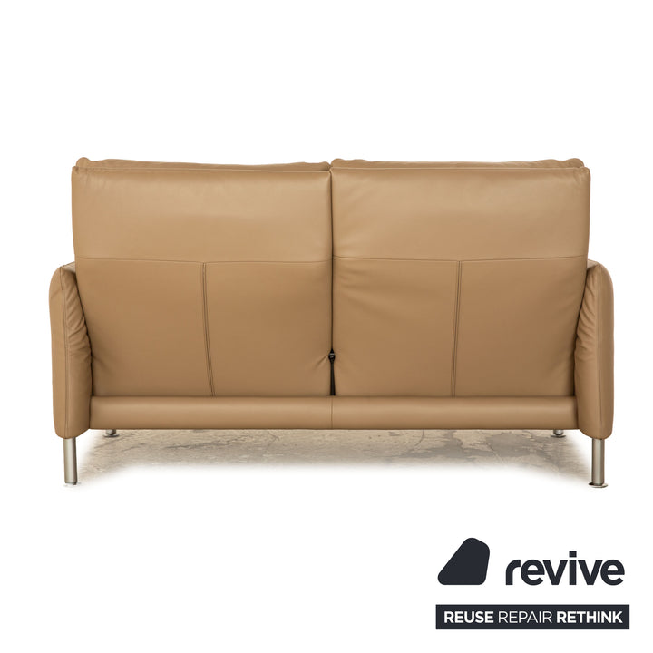 Erpo Porto Leather Two Seater Beige Taupe Manual Function Sofa Couch