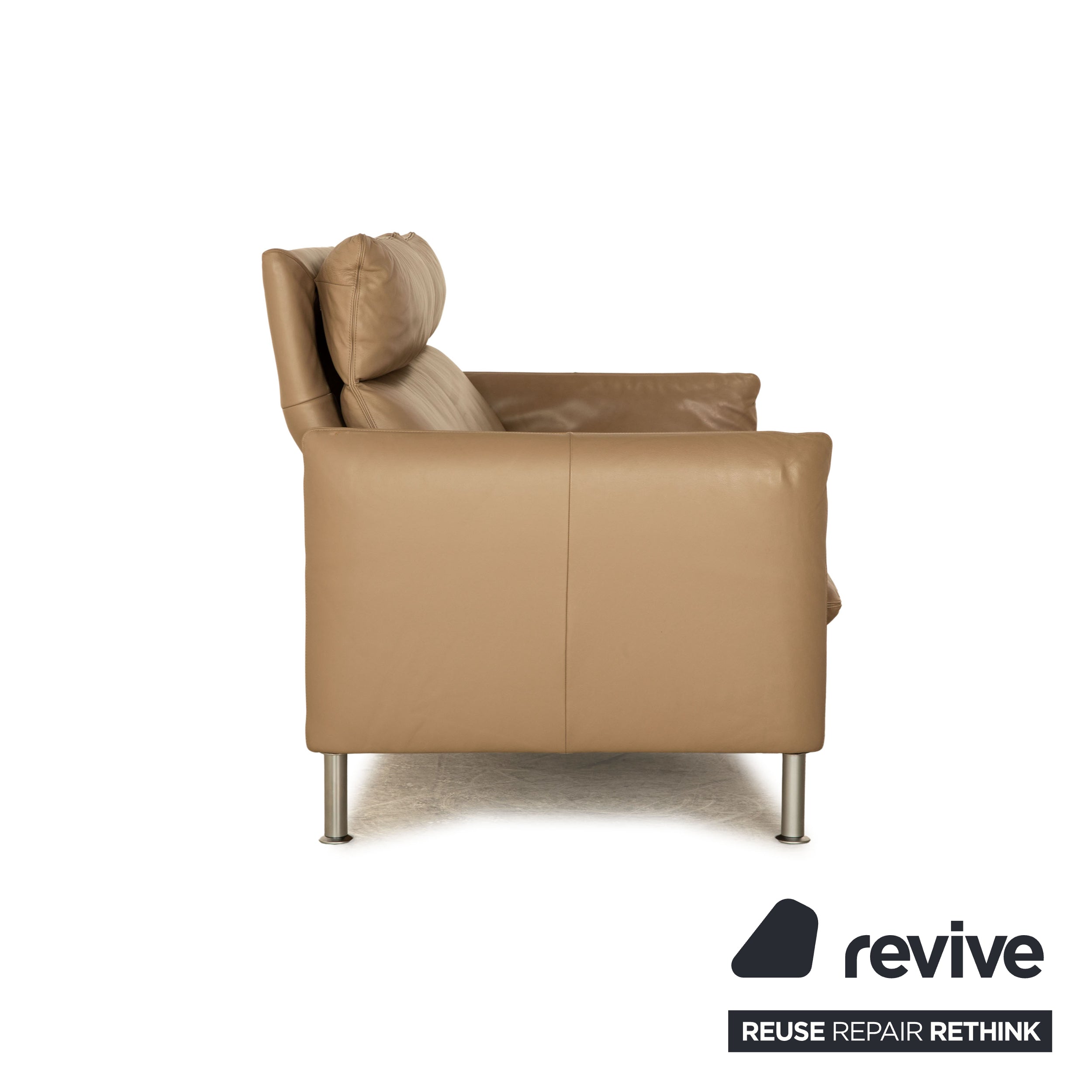 Erpo Porto Leder Zweisitzer Beige Taupe manuelle Funktion Sofa Couch