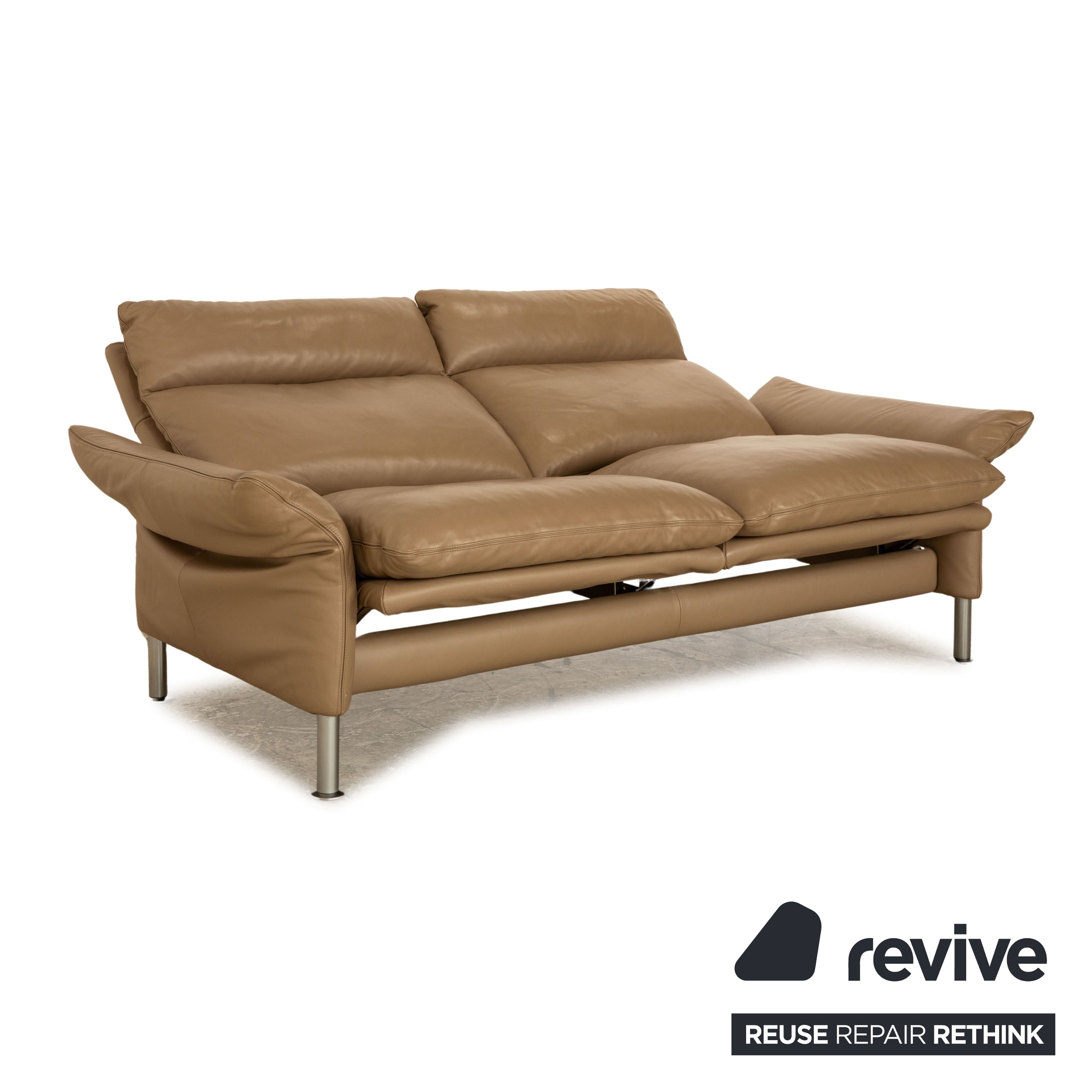 Erpo Porto Leder Zweisitzer Beige Taupe manuelle Funktion Sofa Couch