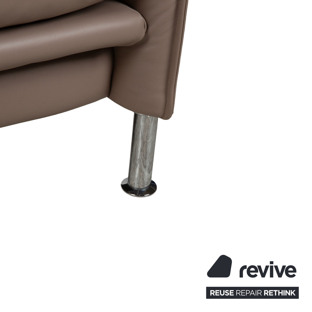 Erpo Porto Leder Zweisitzer Braun Taupe manuelle Funktion Sofa Couch