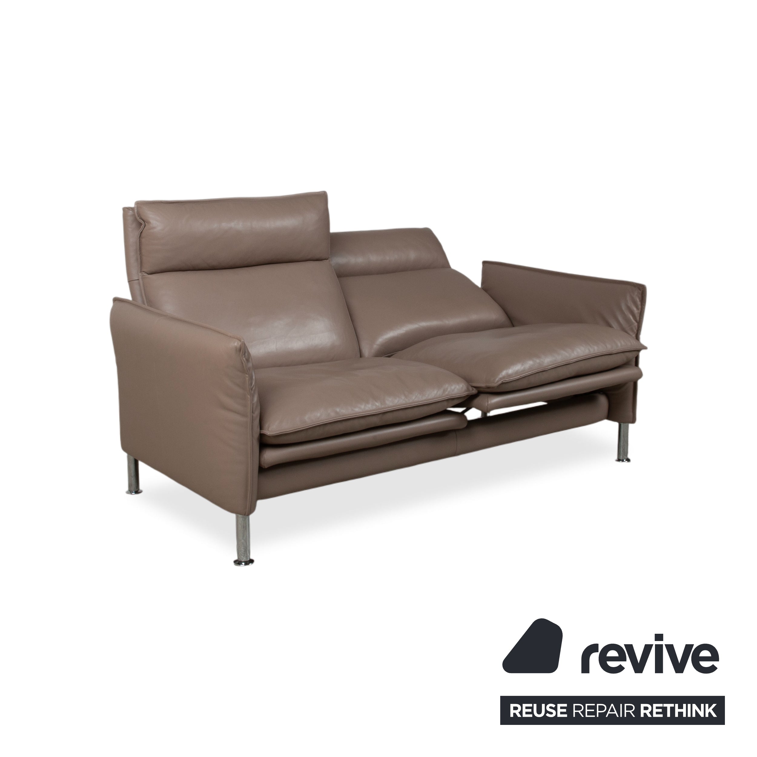 Erpo Porto Leder Zweisitzer Braun Taupe manuelle Funktion Sofa Couch