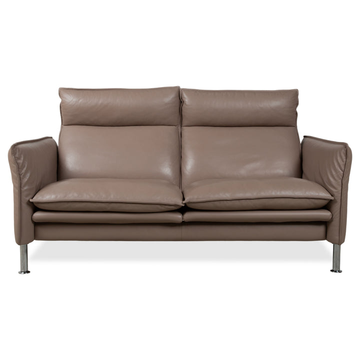 Erpo Porto lædersofa 2-personers brun taupe manuel funktion sofa