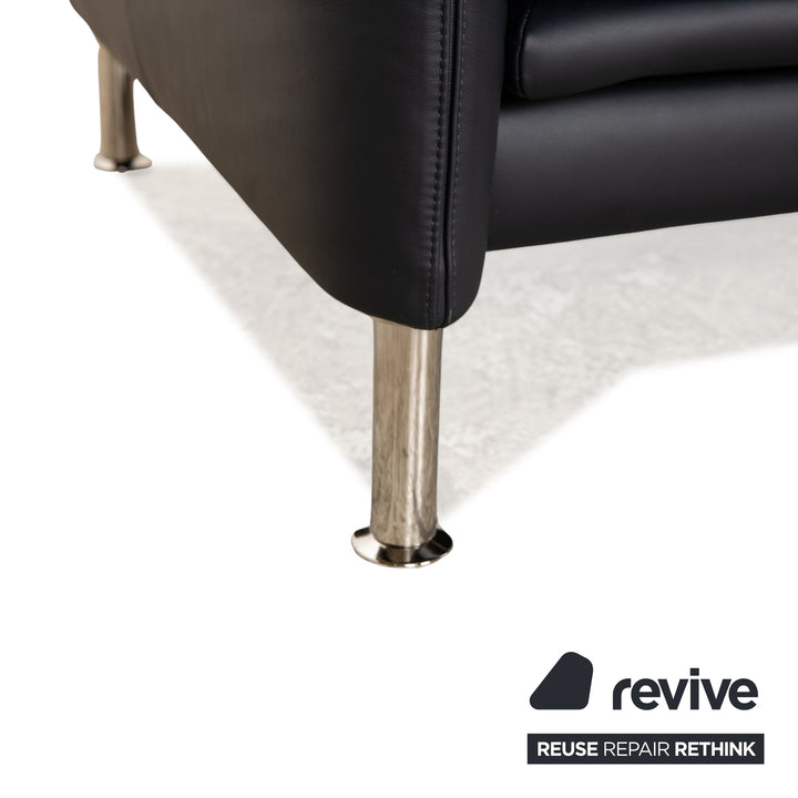 Erpo Porto Leder Zweisitzer Schwarz manuelle Funktion Sofa Couch