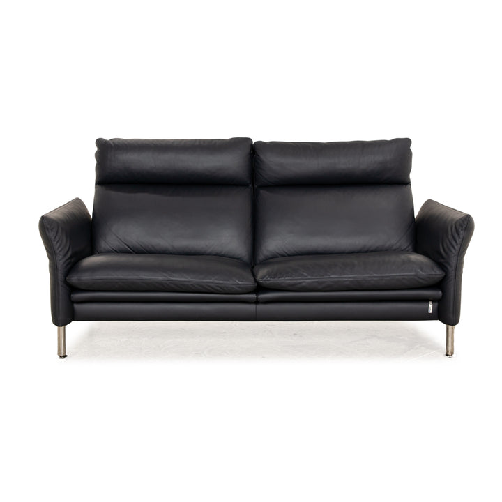 Erpo Porto Leder Zweisitzer Schwarz manuelle Funktion Sofa Couch