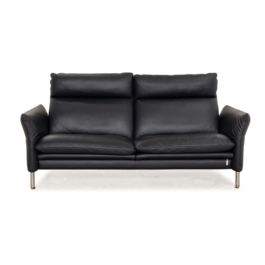 Erpo Porto Leder Zweisitzer Schwarz manuelle Funktion Sofa Couch