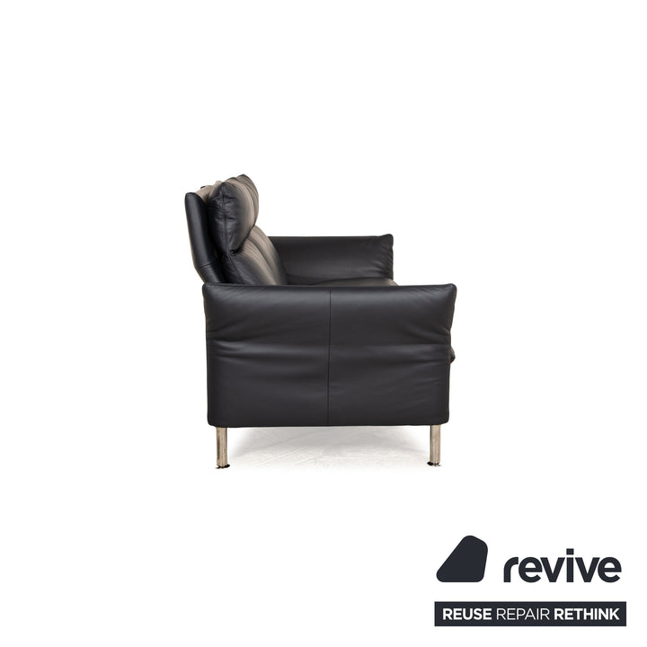 Erpo Porto Leder Zweisitzer Schwarz manuelle Funktion Sofa Couch