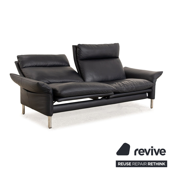 Erpo Porto Leder Zweisitzer Schwarz manuelle Funktion Sofa Couch