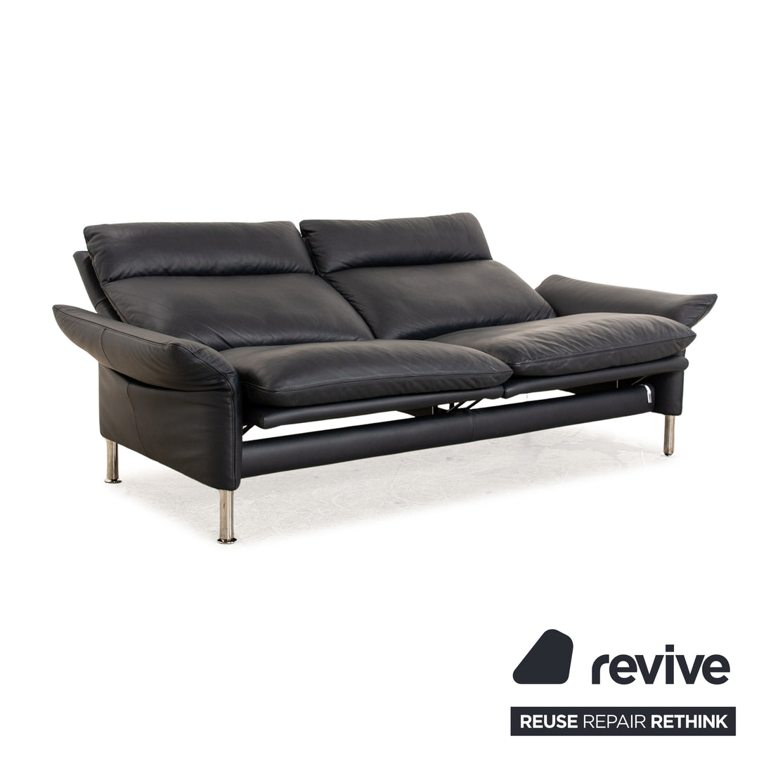 Erpo Porto Leder Zweisitzer Schwarz manuelle Funktion Sofa Couch