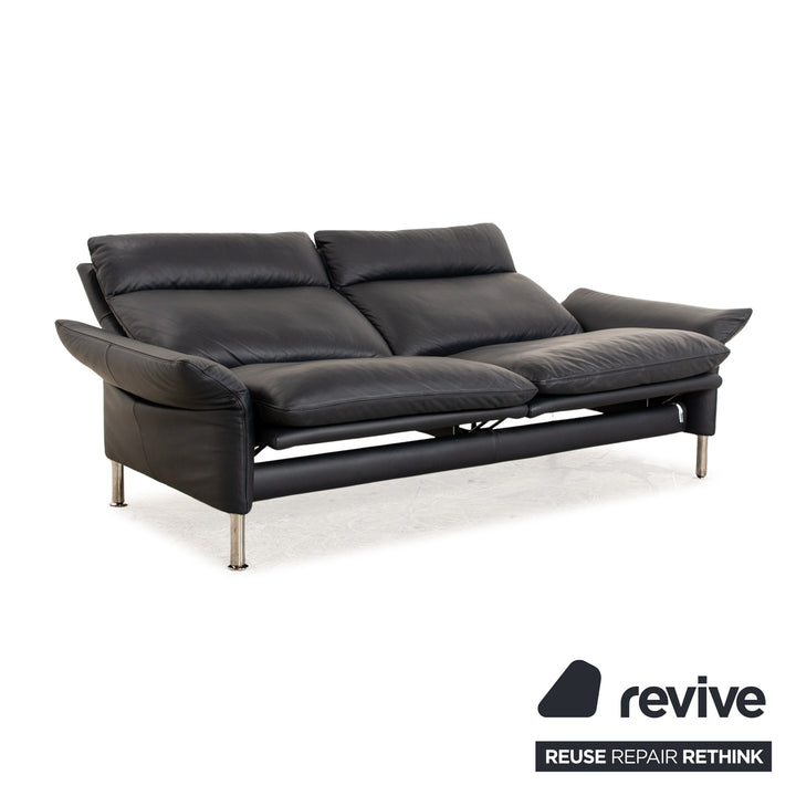 Erpo Porto Leder Zweisitzer Schwarz manuelle Funktion Sofa Couch