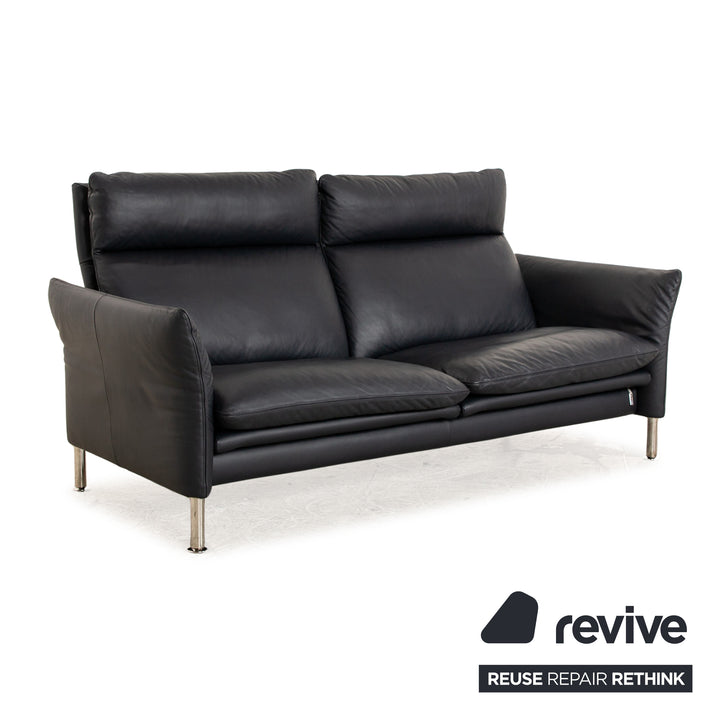 Erpo Porto Leder Zweisitzer Schwarz manuelle Funktion Sofa Couch