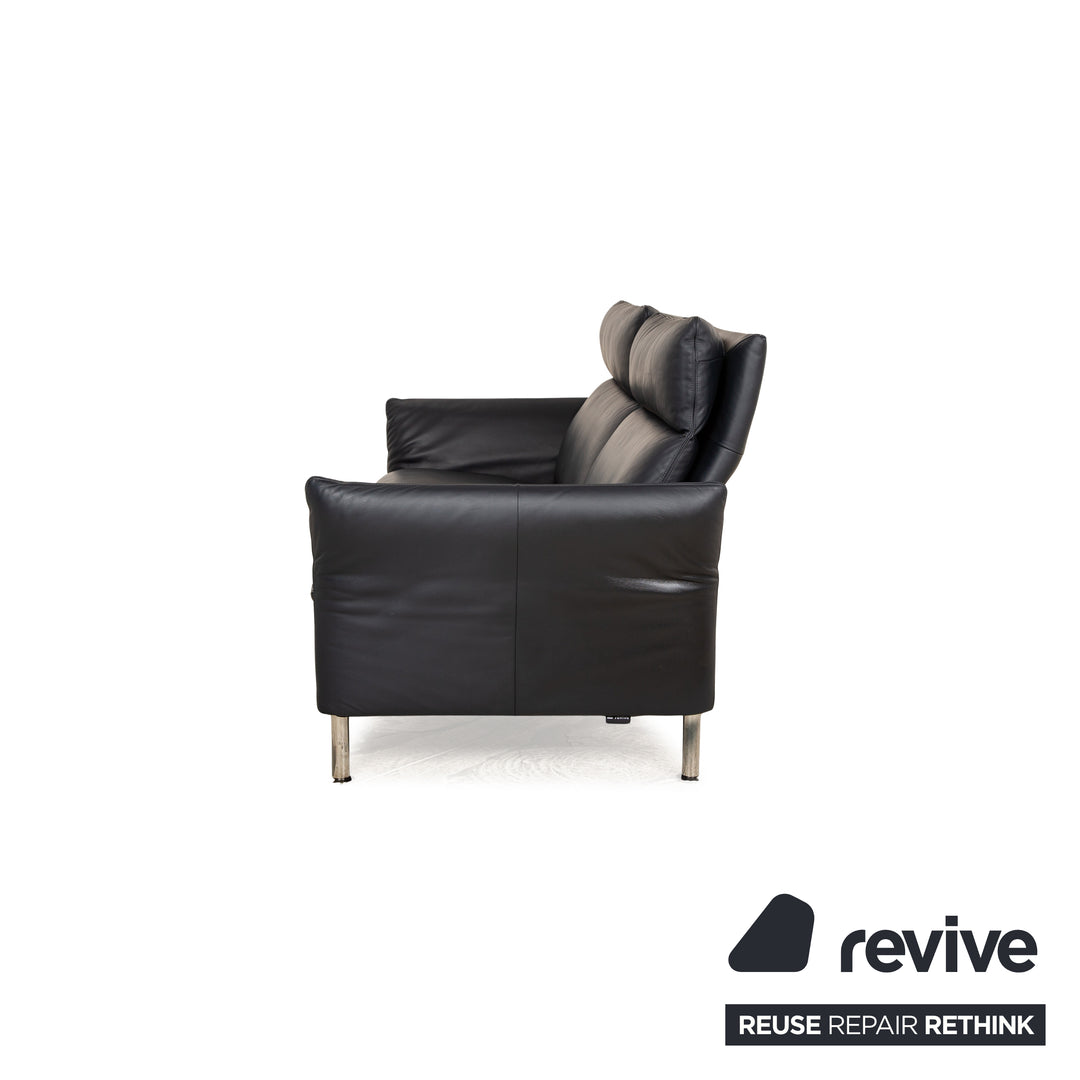 Erpo Porto Leder Zweisitzer Schwarz manuelle Funktion Sofa Couch