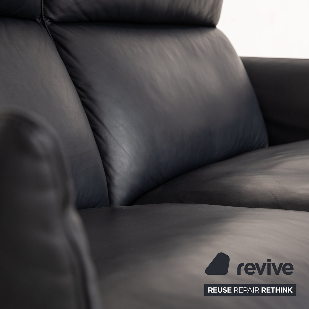 Erpo Porto Leder Zweisitzer Schwarz manuelle Funktion Sofa Couch