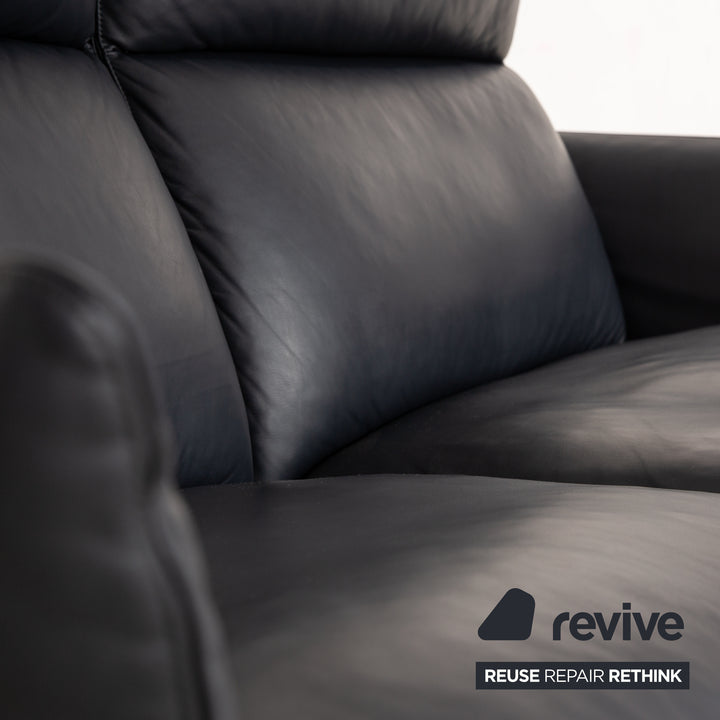 Erpo Porto Leder Zweisitzer Schwarz manuelle Funktion Sofa Couch