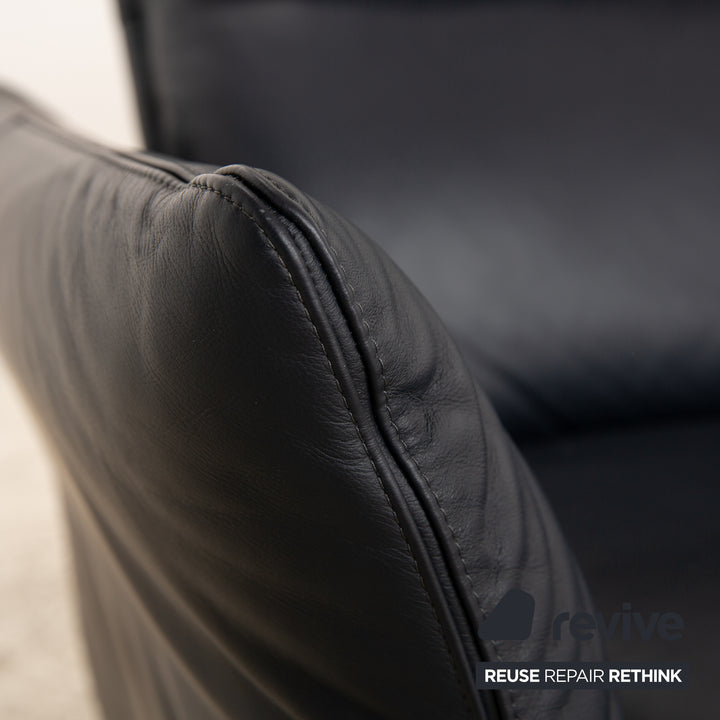 Erpo Porto Leder Zweisitzer Schwarz manuelle Funktion Sofa Couch