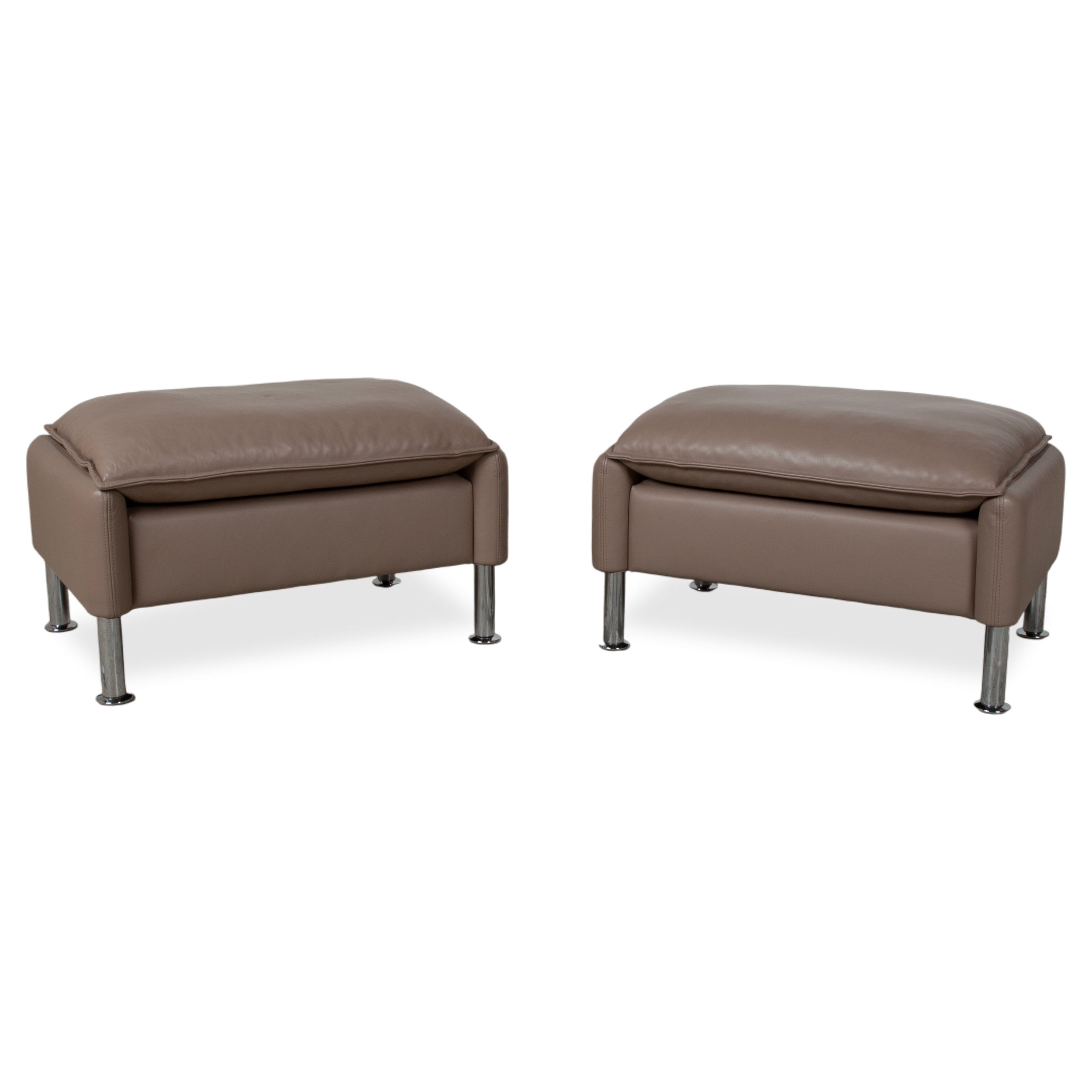 Erpo Porto Set Leder 2x Hocker Braun Taupe