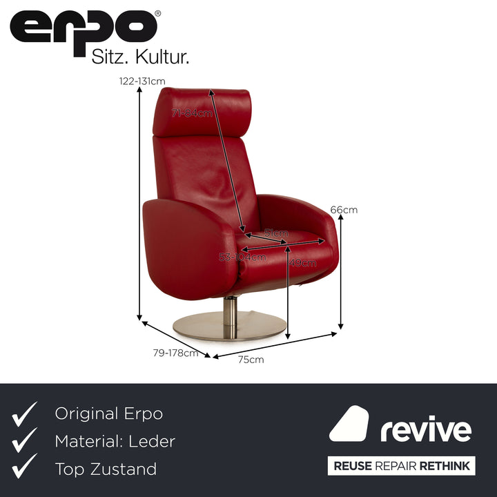 Erpo Relax Fauteuil Cuir Rouge Fonction Électrique Fonction Détente