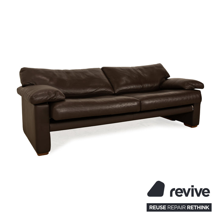 Erpo Santana Leather Three-Seater Brown Sofa Couch Manual Function