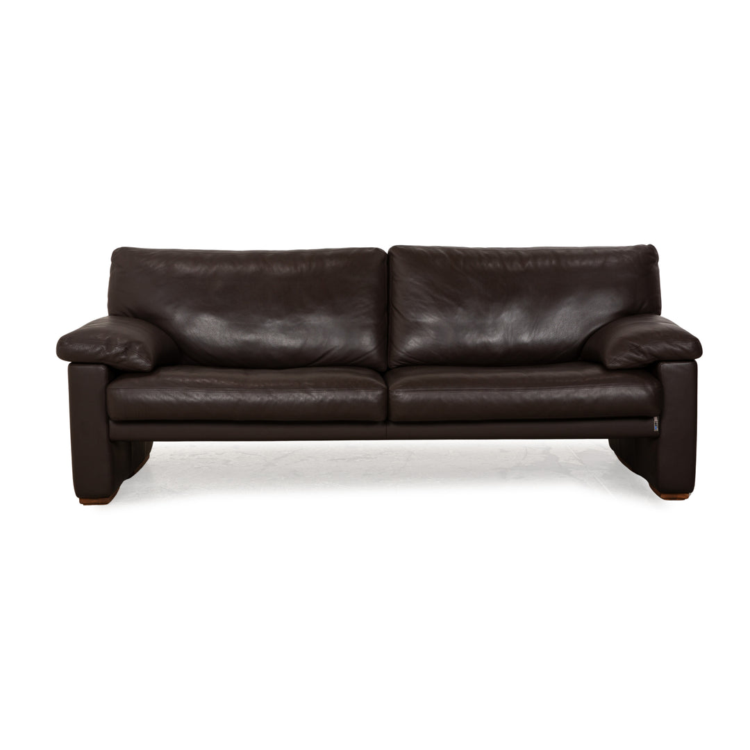 Erpo Santana Leather Three-Seater Brown Sofa Couch Manual Function