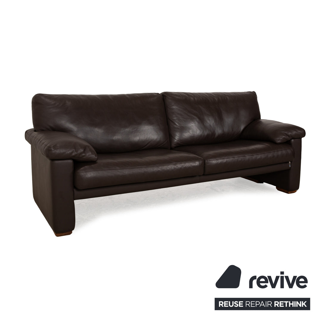 Erpo Santana Leather Three-Seater Brown Sofa Couch Manual Function