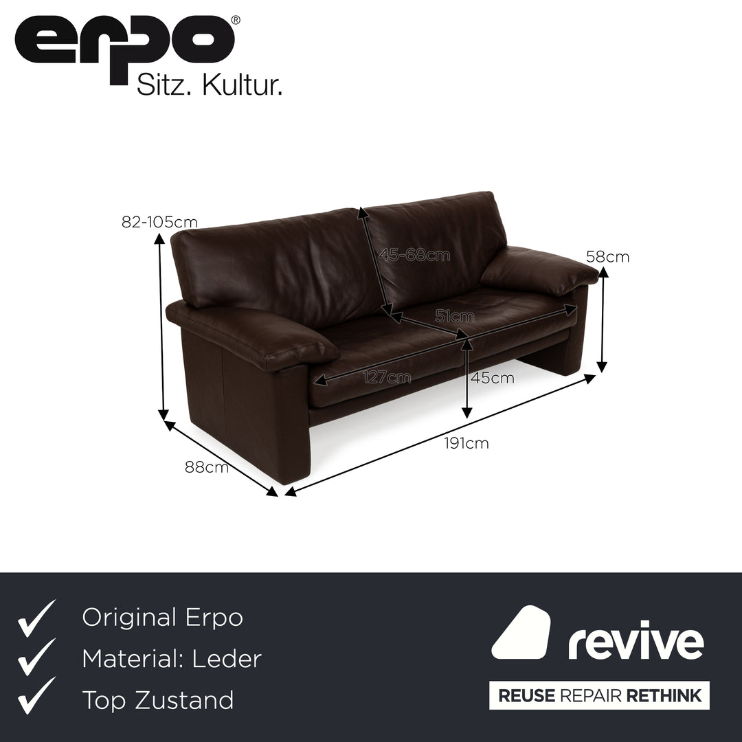 Erpo Santana Leather Two-Seater Brown Sofa Couch Manual Function